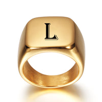 Stainless Steel Signet Blank Plain Ring Band High Polished Gold Tone