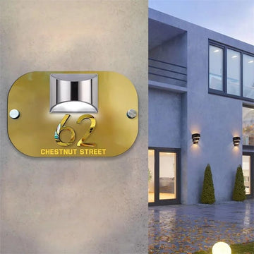 Personalized 3D Solar Acrylic House Number Sign - Custom Outdoor Address Plaque