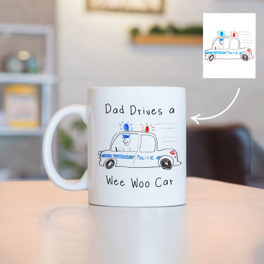 Childs Drawing Police Dad Premium Mug