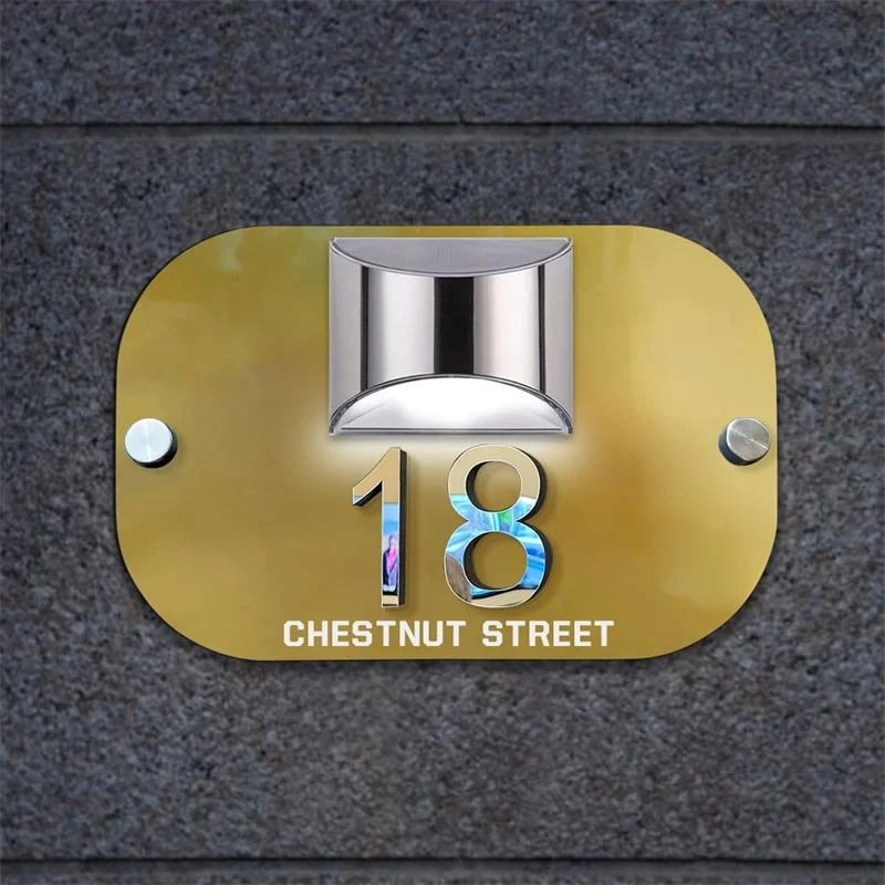 Personalized 3D Solar Acrylic House Number Sign - Custom Outdoor Address Plaque