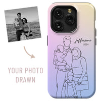 Custom Family Line Art Phone Case - Pastels