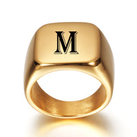 Stainless Steel Signet Blank Plain Ring Band High Polished Gold Tone