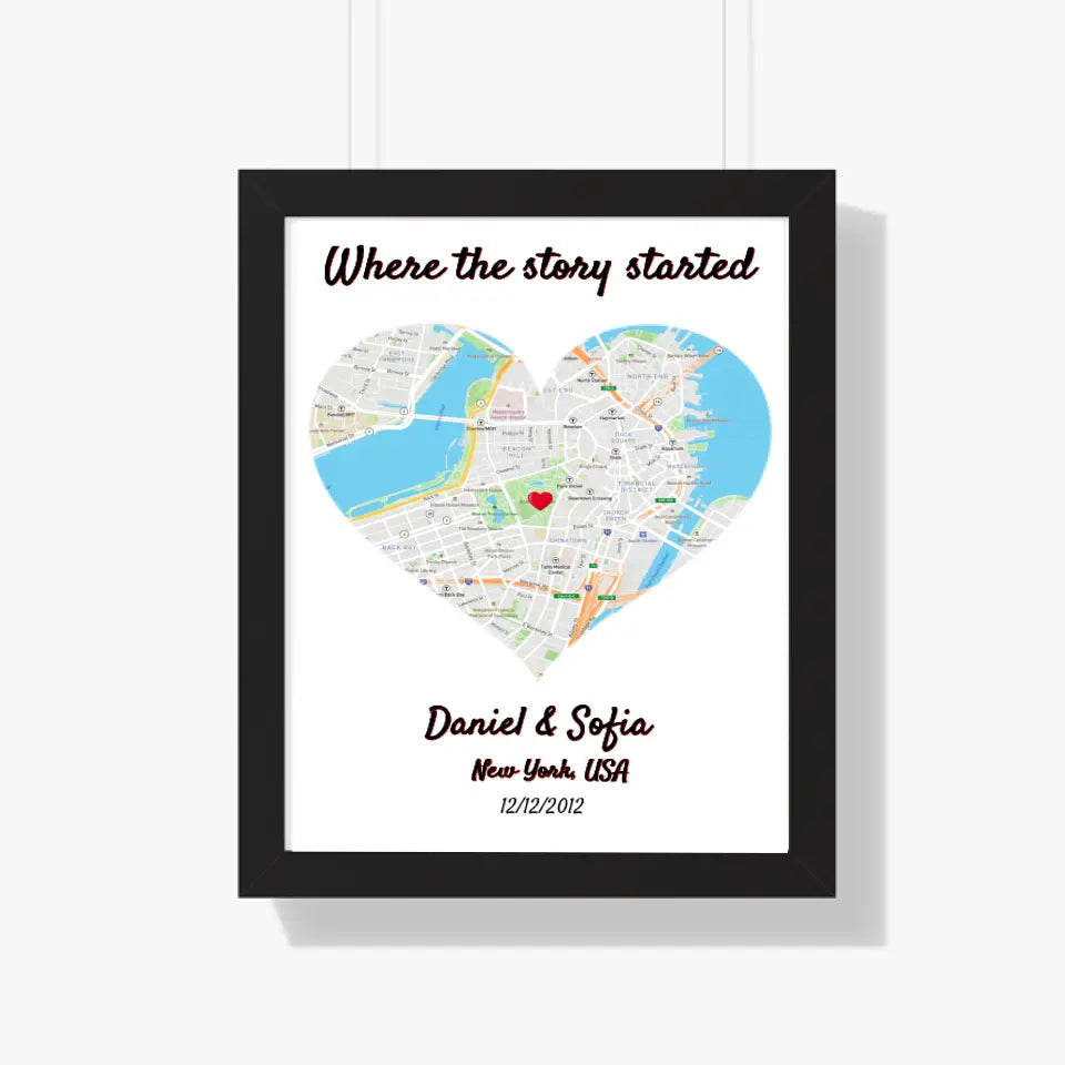 Personalized Framed City "Where the Story Started" Poster