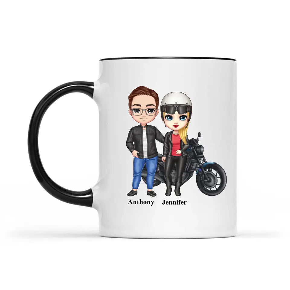 Biker couple Mug for motorcycle fans Accent colors