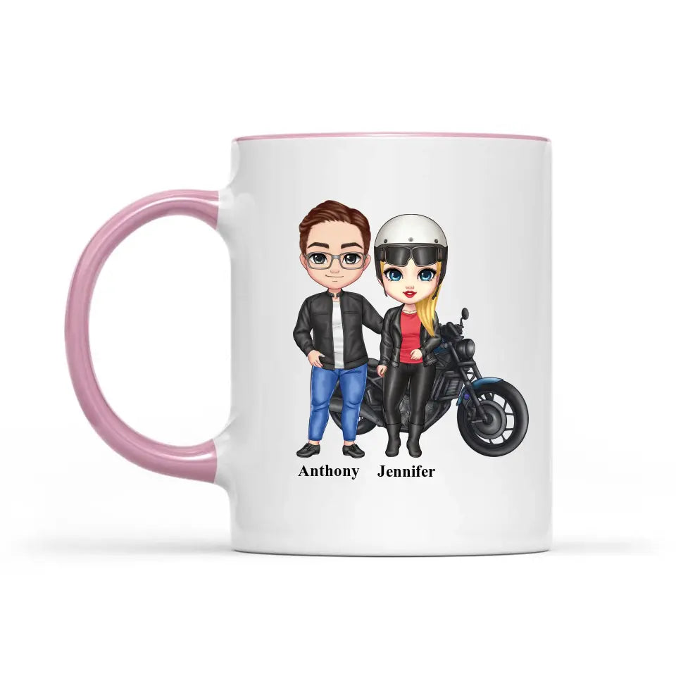 Biker couple Mug for motorcycle fans Accent colors