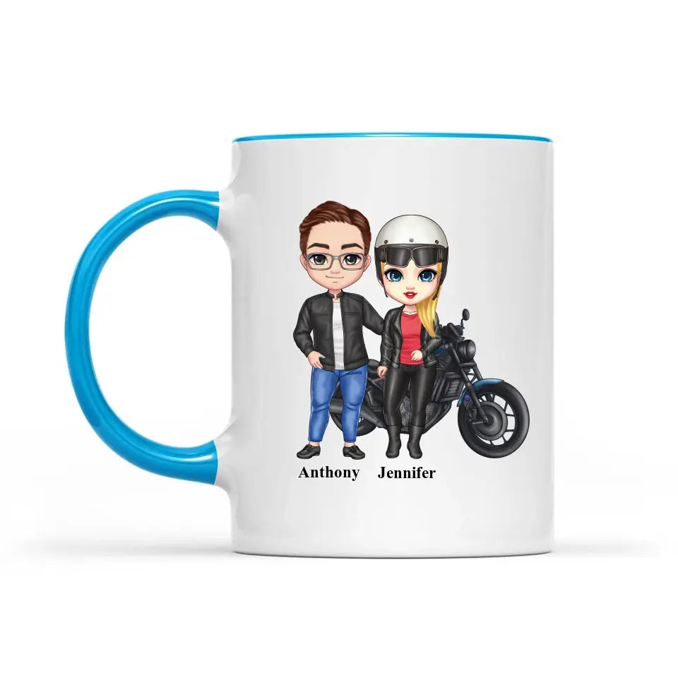 Biker couple Mug for motorcycle fans Accent colors