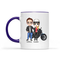 Biker couple Mug for motorcycle fans Accent colors