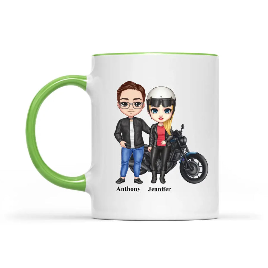 Biker couple Mug for motorcycle fans Accent colors