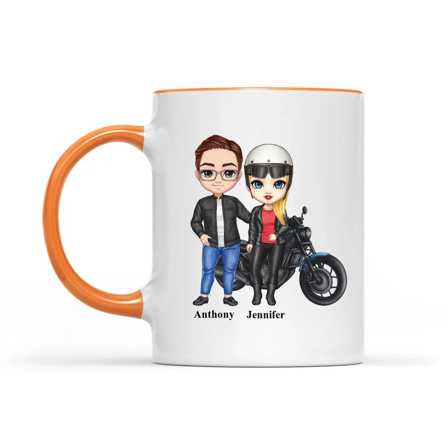 Biker couple Mug for motorcycle fans Accent colors