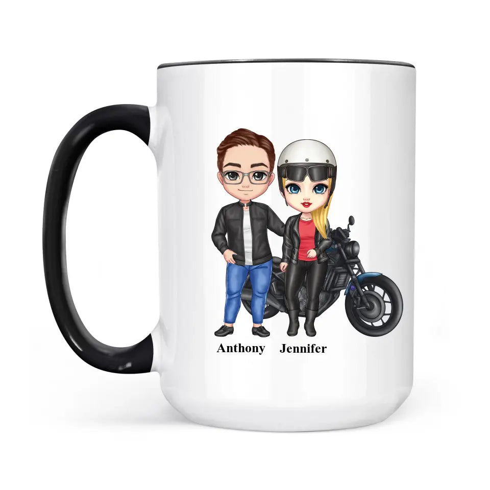 Biker couple Mug for motorcycle fans Accent colors