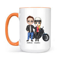 Biker couple Mug for motorcycle fans Accent colors