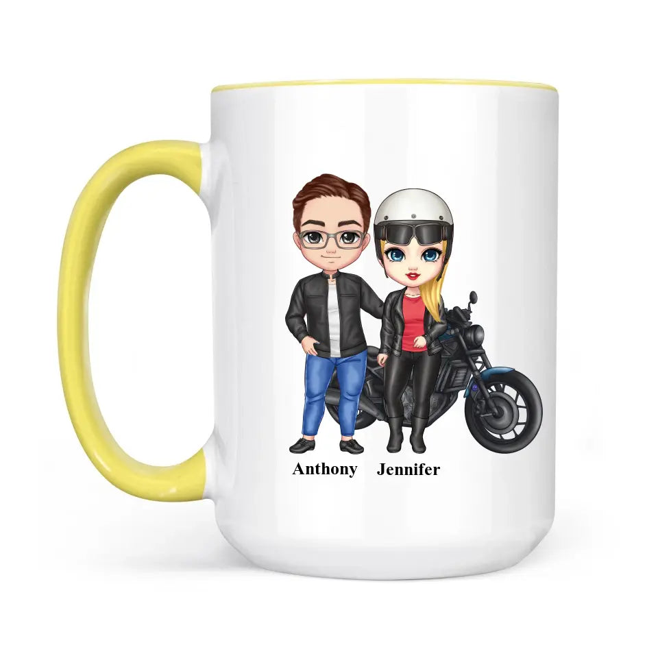 Biker couple Mug for motorcycle fans Accent colors