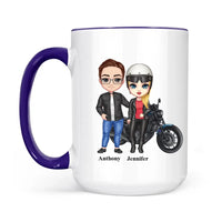 Biker couple Mug for motorcycle fans Accent colors