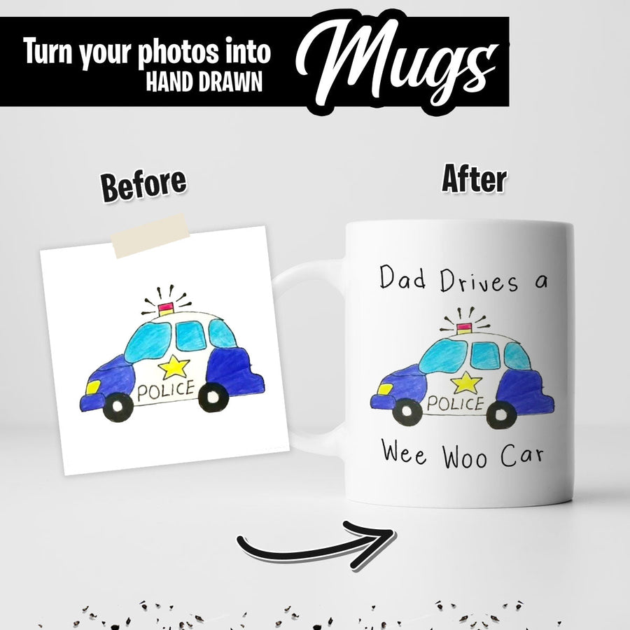 Childs Drawing Police Dad Premium Mug