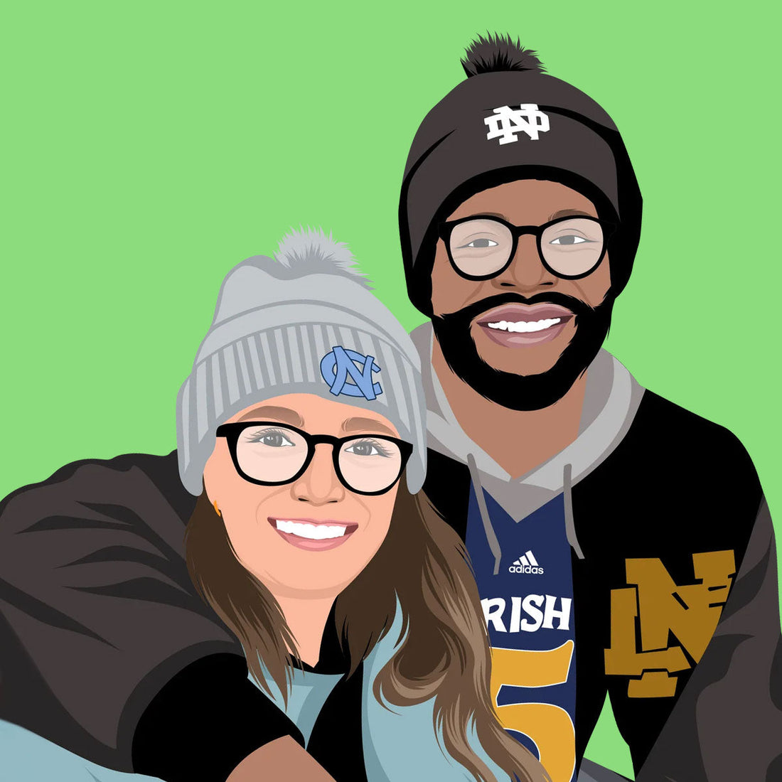 Custom Premium Cartoon Couple Portraits - Digital