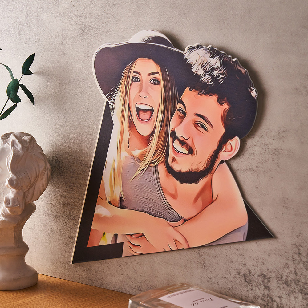 Custom photo wall art cartoon couple wooden decoration gifts customens