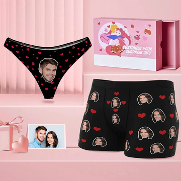 Funny Underwear Personalized Love Heart Personalized Custom Face Couple Matching Underwear Valentine's Day Gift