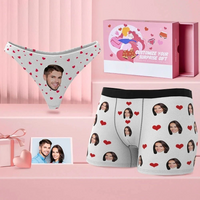 Funny Underwear Personalized Love Heart Personalized Custom Face Couple Matching Underwear Valentine's Day Gift