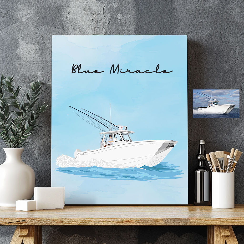 Custom Premium Boat Drawing Canvas