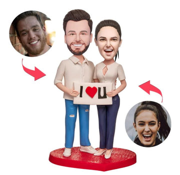 Couple Custom Bobblehead With Engraved Text