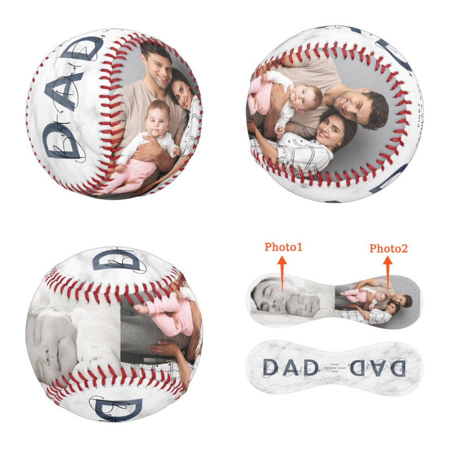 Personalized Photo Baseball with Emblem Design for Father's Day Gift