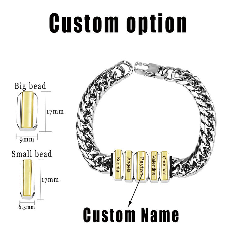 Personalized Cuban Chain Bead Bracelet