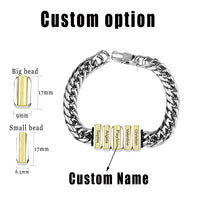 Personalized Cuban Chain Bead Bracelet