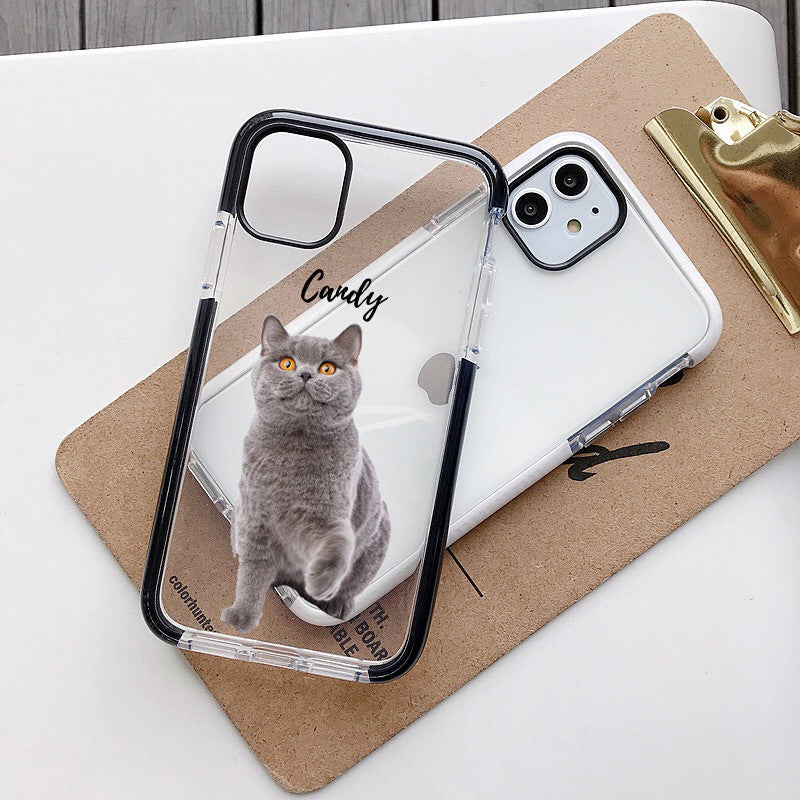 Custom Pet Portait Phone Case for iphone 13 12 11 Pro Max xsmax xs 7 8 Plus Cover Personalised Pet Illustration Shockproof Cases