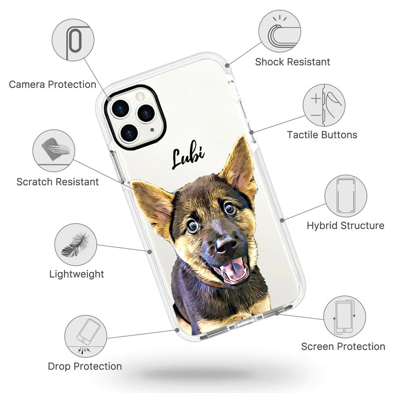 Custom Pet Portait Phone Case for iphone 13 12 11 Pro Max xsmax xs 7 8 Plus Cover Personalised Pet Illustration Shockproof Cases