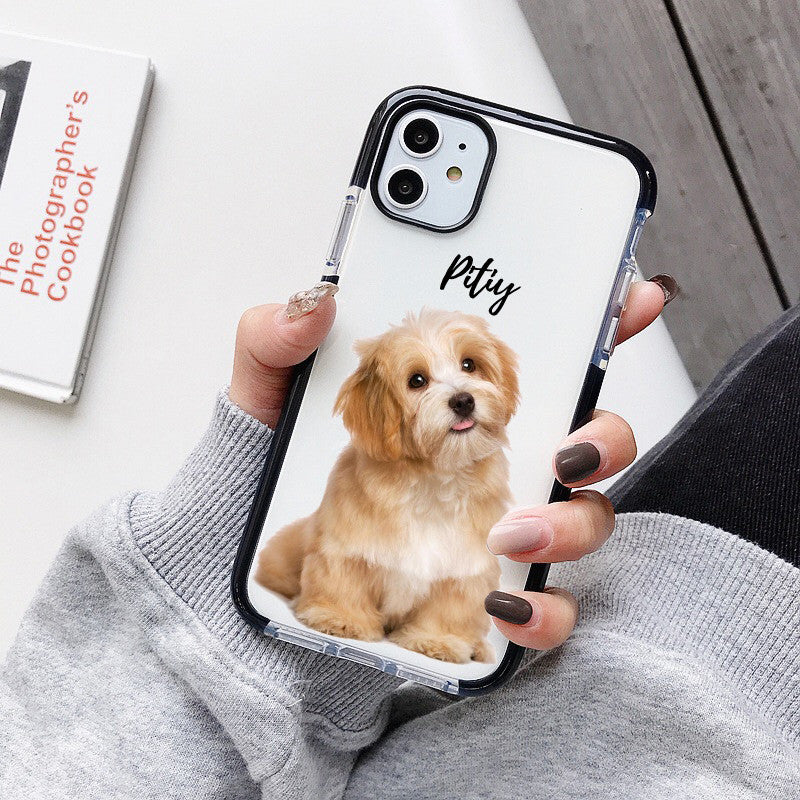 Custom Pet Portait Phone Case for iphone 13 12 11 Pro Max xsmax xs 7 8 Plus Cover Personalised Pet Illustration Shockproof Cases