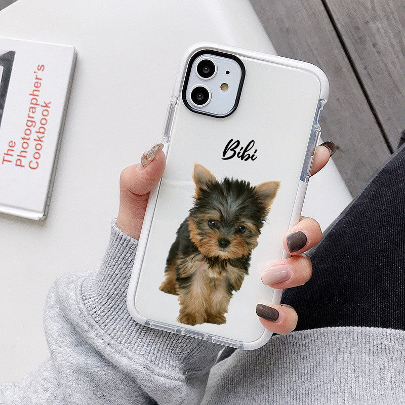 Custom Pet Portait Phone Case for iphone 13 12 11 Pro Max xsmax xs 7 8 Plus Cover Personalised Pet Illustration Shockproof Cases