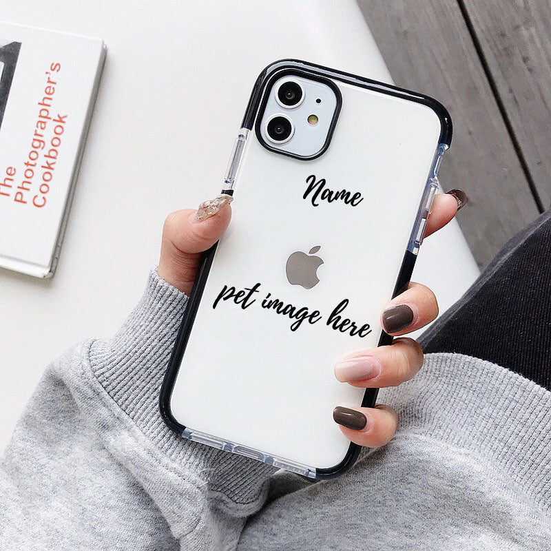 Custom Pet Portait Phone Case for iphone 13 12 11 Pro Max xsmax xs 7 8 Plus Cover Personalised Pet Illustration Shockproof Cases