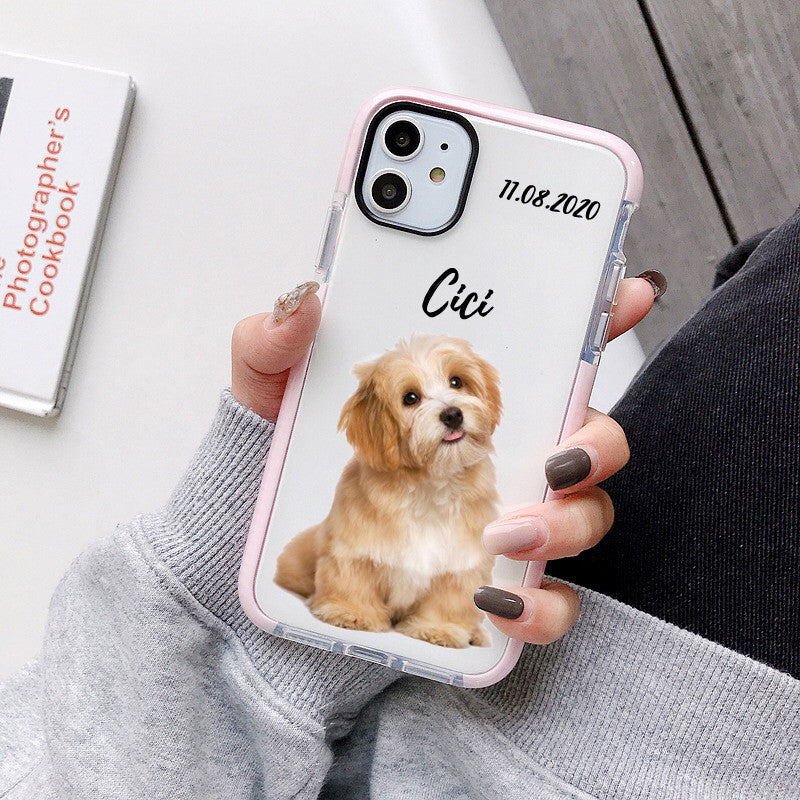 Custom Pet Portait Phone Case for iphone 13 12 11 Pro Max xsmax xs 7 8 Plus Cover Personalised Pet Illustration Shockproof Cases