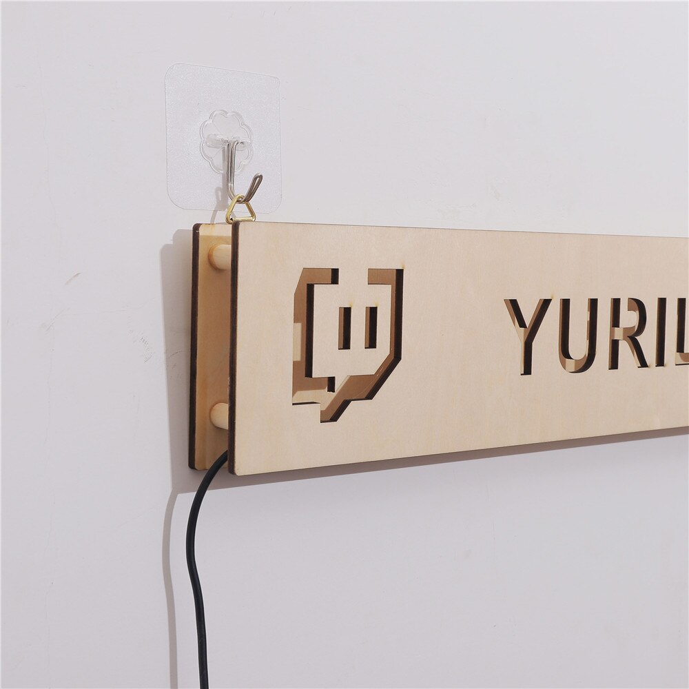 Personalized Gamer Tag for Twitch Wall Lamp Custom Wooden LED USB Night Light Remote Control to Change Color Gamer Tag Neon Sign