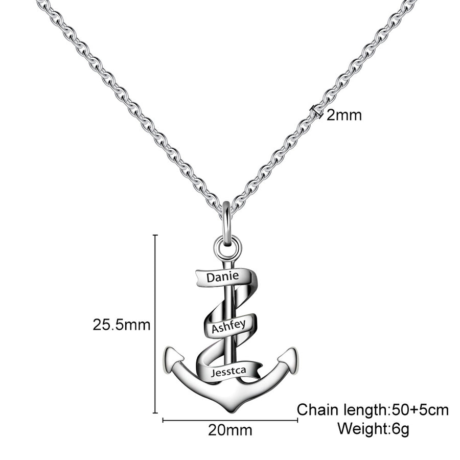 Personalized Lettering Anchor Necklace