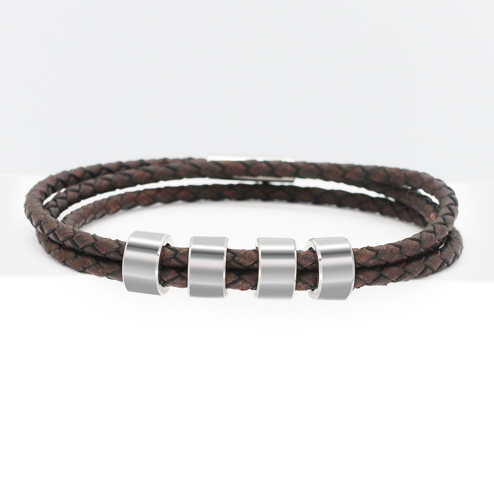 Personalized Custom Men's Leather Bracelet