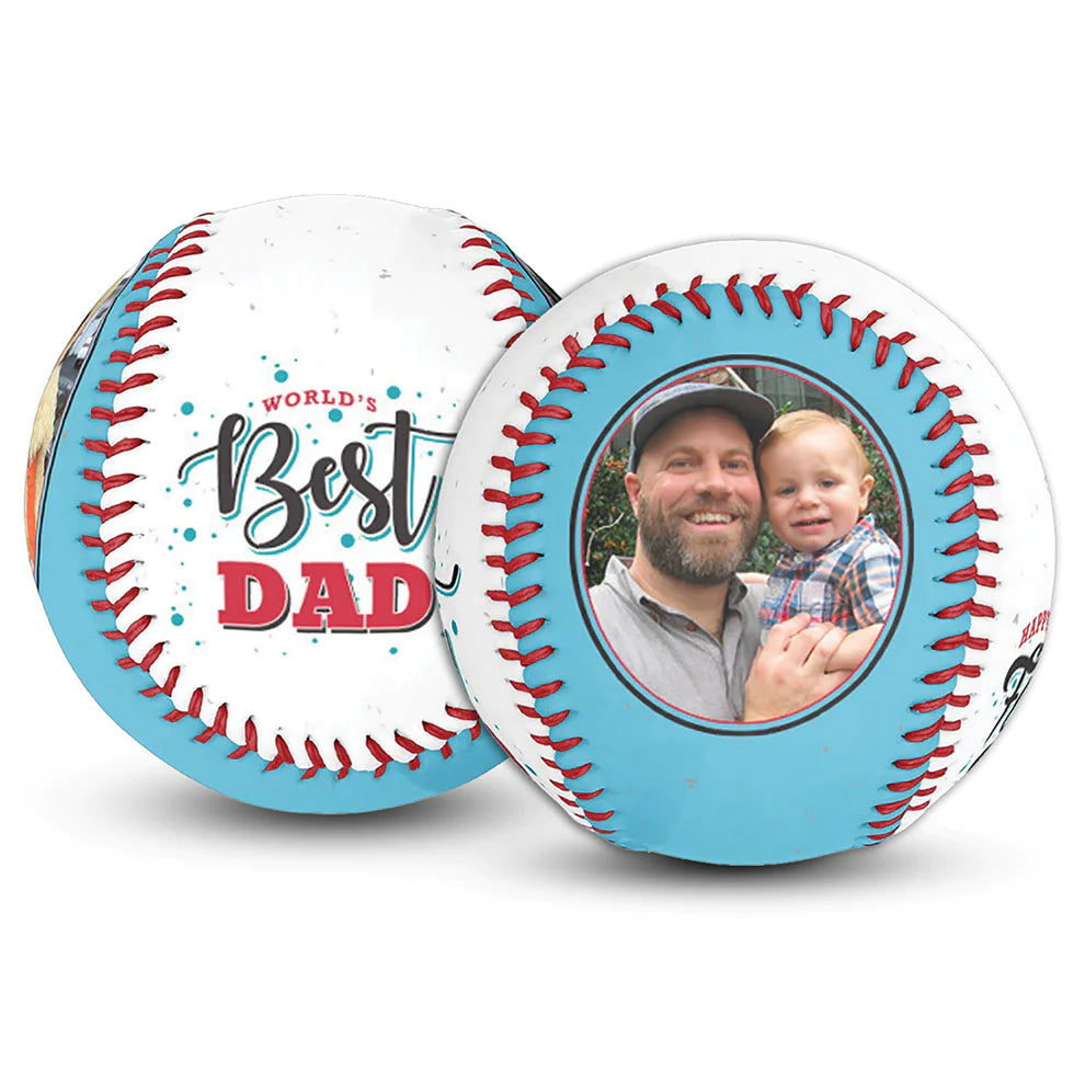 Personalized Photo Baseball with Emblem Design for Father's Day Gift