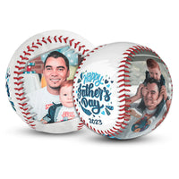 Personalized Photo Baseball with Emblem Design for Father's Day Gift