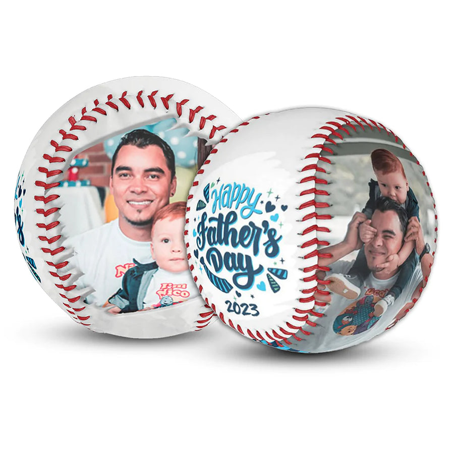 Personalized Photo Baseball with Emblem Design for Father's Day Gift