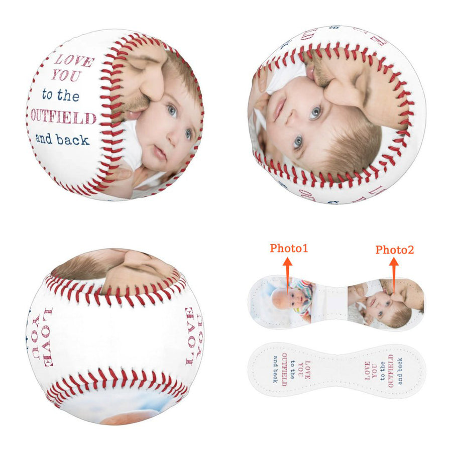 Personalized Photo Baseball with Emblem Design for Father's Day Gift