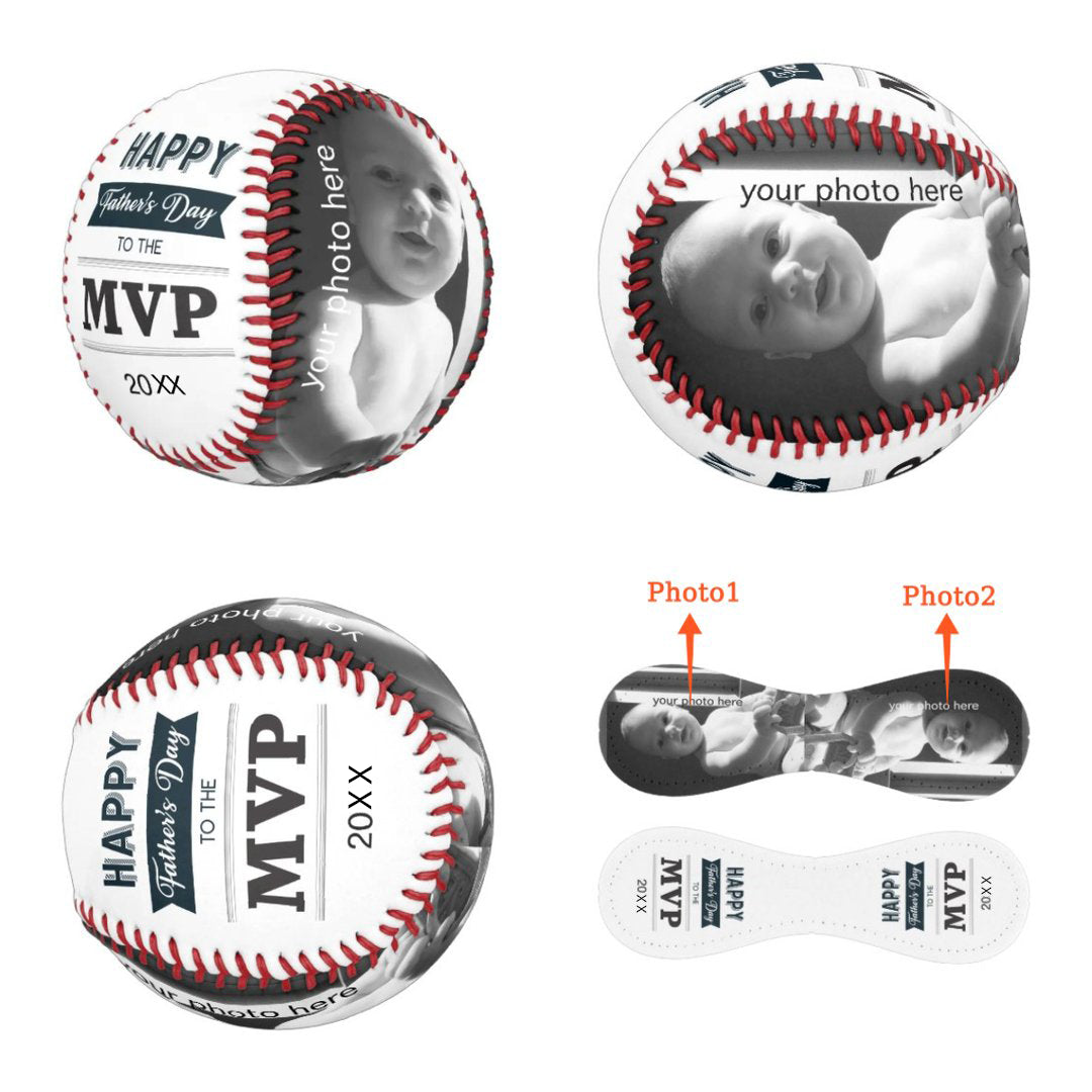 Personalized Photo Baseball with Emblem Design for Father's Day Gift